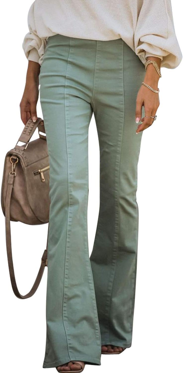 Women's Flare Jeans Strenchy Elastic High Waisted Bell Bottom Bootcut Denim Pants