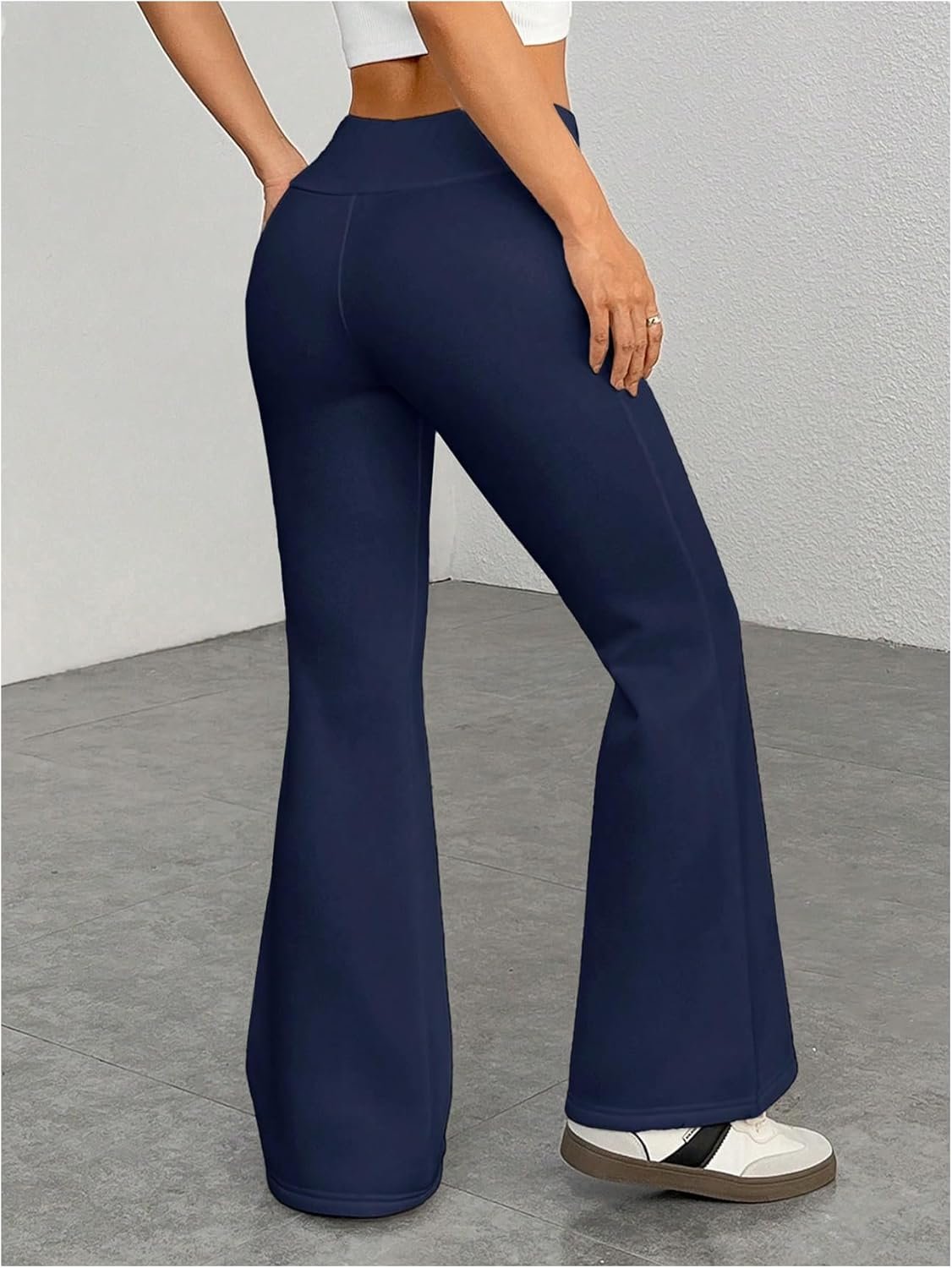 Petite Pants for Women Drawstring Elastic Waist Flare Sweatpants Casual Athletic Bell Bottom Pants Winter Outfits - Image 2